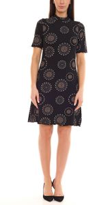 BOYSEN´S Damen Mini-Kleid mit Allover-Print Kurzarm-Kleid Jersey-Kleid Schlupf-Kleid 65247945 Schwarz, Größe:40