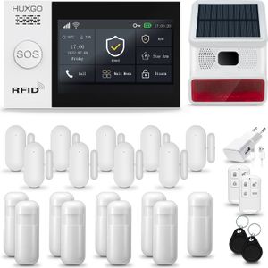HUXGO HXA007 Alarmanlage Haus WiFi + GSM 4G mit Funk Sirene, Alarm System mit 9x Bewegungssensor und 9x Tür- Fenstersensor, Alarmanlage für Wohnung, Haus, Garage, Tuya Smartlife App