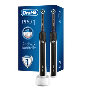 Oral-B Pro 1 790 Black Edition Doppelpack Elektrische Zahnbürsten für eine gründliche Reinigung, mit 2. Handstück, schwarz