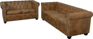 vidaXL Pohovky Chesterfield 2-miestne a 3-miestne hnedé vidaXL Pohovky Chesterfield 2-miestne a 3-miestne hnedé
