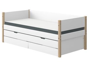 Flexa Nor Einzelbett 90x200 cm mit Ausziehbett und Schubladen Eiche Natur / Weiß, Matratze:ohne, Bezug:ohne