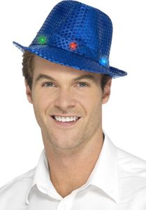 Smiffys - Trilby-Hut Aufleuchtend für Herren/Damen Uni SM1528 (Einheitsgröße) (Blau)