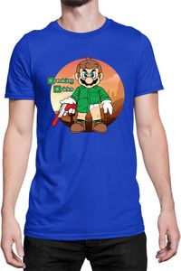 Breaking Bricks Herren T-shirt Super Mario Bros Luigi Bowser, 2XL / Blau