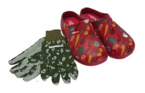 Angro Gartenclogs Multi Red Gemüse mit Gartenhandschue Set 2 teilig Gr. 38 Angro Gartenclogs Multi Red Gemüse mit Gartenhandschue Set 2 teilig Gr. 38