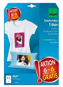 SIGEL T1156 HOT DEAL T-Shirt Transfer Folien für helle Textilien, 6 Folien + 6 Folien gratis