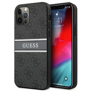 Guess 4G Stripes Collection Smartphone Hard Case für Apple iPhone 12 Pro Max Grau mit Muster