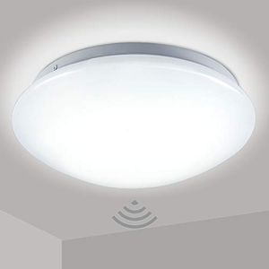 Wolketon LED stropné svietidlo s detektorom pohybu Stropné svietidlo so senzorom denného svetla Teplá biela 12W 960 Lumen 24 cm pre pivničné miestnosti Chodby Vstupy Kúpeľne