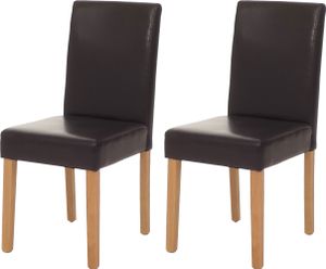2er-Set Esszimmerstuhl Stuhl Küchenstuhl Littau  Leder, braun, helle Beine