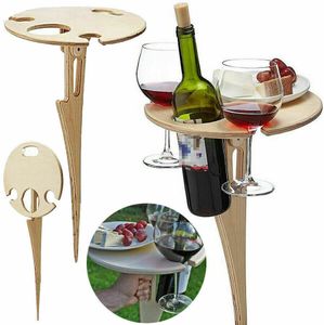 2-Pack Skládací venkovní stůl na víno, dřevěný držák na sklenice na víno, přenosný piknikový stůl na pláži, kempingový stůl na víno, zahradní stoly, cestovní stojany na víno