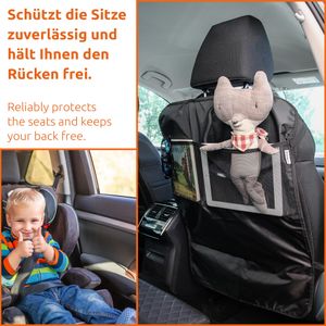 ECENCE 2x Rückenlehnen-Schutz Kinder, Rücksitzschoner 50 x 70cm, Organizer-Matte wasserdicht, Aut