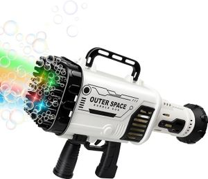 69-Loch Seifenblasenpistole mit bunten LED-Lichtern und Seifenblasenflüssigkeit 130 ml - BUBBLEPUFF Schwarz