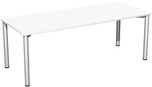 Konferenztisch, gerade, verschiedene Größen und Farben, FarbeNachbildung:Weiß, Größe Tischplatte:200 x 80 cm, Gestellfarbe:Silber