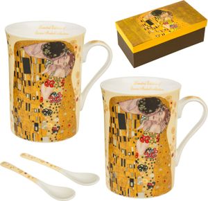 2x sada hrnčekov na kávu 250ml porcelánový hrnček s lyžičkou Bozk od Gustava Klimta nápad na darček porcelán