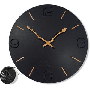 Modern Wanduhr Branch 30cm Schwarz holz holzoptik Wanduhren Uhren für Büro Wohnzimmer Schlafzimmer Dekoartikel Quarzuhr (HDF, Schwarz)