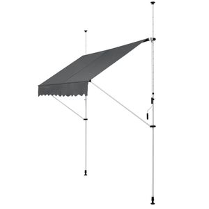 Juskys Klemmmarkise 350 x 120 cm mit Handkurbel - Markise ohne Bohren - höhenverstellbar, UV-beständig & wasserabweisend - Balkonmarkise Balkon grau