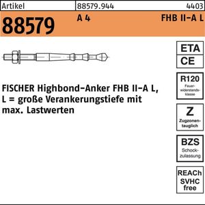 Fischer Highbond Anker FHB II-A L, aus Stahl A4 - FHB II-A L M16 x 160/60 -10 Stk