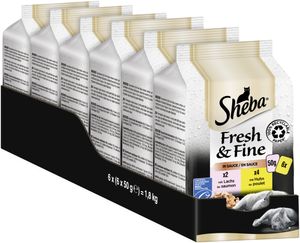 SHEBA Portionsbeutel Multipack Fresh & Fine in Sauce mit Huhn und Lachs MSC 6 x 6 x 50g