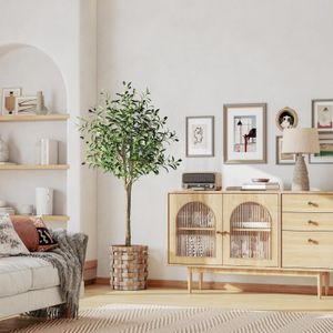 YOLEO Olivenbaum Künstlich 150cm kunstpflanze Künstliche Pflanzen groß Künstlicher Olivenbaum Kunstbaum wie echt für Wohnzimmer Büro Deco