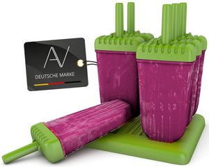 AVANA Wiederverwendbare Eisformen 6 Stück Eis am Stiel Formen BPA Frei Eiscreme Halter Wassereis Eislutscher für Kinder und Erwachsene - Grün AVANA Wiederverwendbare Eisformen 6 Stück Eis am Stiel Formen BPA Frei Eiscreme Halter Wassereis Eislutscher für Kinder und Erwachsene - Grün