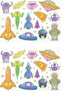 Oblique Unique Temporäre Tattoos Klebetattoos Kinder Tattoo Set Weltraum 56 Stk mit Astronauten Raketen Ufos Sterne