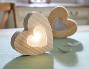 Deko Herz aus Holz mit LED Beleuchtung, Leuchdeko, Dekofigur, Holzdeko
