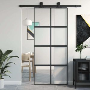 "2024"cloris Schiebetür Schwarz 90x205 cm Hartglas und Aluminium - Haustüren CHY17288456