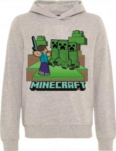 Minecraft Hoodie Steve Creeper Gamer Kapuzenpullover - grau 128 (8 Jahre)
