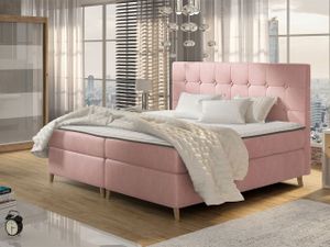 Boxspringová jednolůžková postel 120x200 SERAFIN - růžová + topper