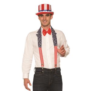 Bristol Novelty - "USA Patriotic" Clown Kragen und Hosenträger Set für Herren BN3397 (Einheitsgröße) (Rot/Weiß/Blau)