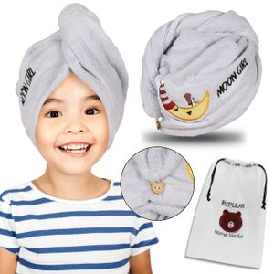 Grauer Kinder Turban Haarhandtuch, Mond Haartuch