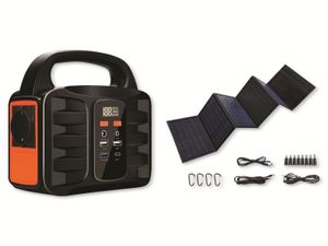 Denver PPS-42000 Tragbare Powerstation mit Solarpanel – 42000mAh, 155Wh, LED Lampe, USB & QC 3.0