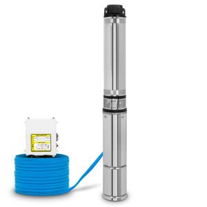 EBERTH 4" Tiefbrunnenpumpe Brunnenpumpe aus rostfreiem Edelstahl, Elektrisch 370W, Durchmesser Pumpe 4 Zoll (10cm), Anschlussgewinde 1 1/2 Zoll