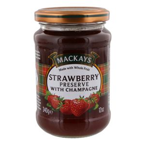 Mackays Erdbeerkonfitüre Erdbeermarmelade mit Champagner Topf 340 Gramm