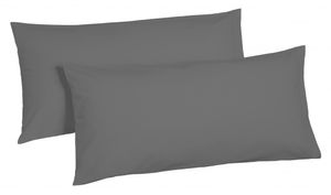 2er Pack Biber Kissenbezug 40x80 100% Baumwolle UNI Reißverschuss Kissenhülle, Farbe:Grau