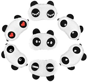 Set von 7 Niedlichen Panda Augenmaske Süße Schlafbrille Weichen Flauschigen Schlaf-Beihilfen Rest Eyepatch Augenbinde Schild Reise Schlafmittel Neuheit Schlaf für Sleepover Party