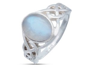 Ring aus 925 Silber mit Regenbogen Mondstein, Ringgröße:50 mm / Ø 15.9 mm