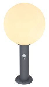 Globo Lighting Außenleuchte Aluminium Druckguss anthrazit, Glas opal, weiß, Sensor inkl., IP44, ø: 250mm, H: 500mm, exkl. 1x E27 LED 15W 230V