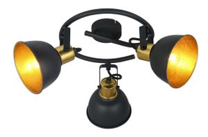 Globo Lighting Strahler Metall schwarz, Metall schwarz, blattgold, ø: 250mm, H: 190mm, exkl. 3x E14 25W 230V