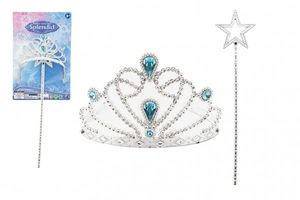 Teddies Sada krásy pro princezny plast korunka + hůlka 34cm na kartě Teddies Sada krásy pro princezny plast korunka + hůlka 34cm na kartě