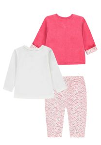 Kanz® Baby Mädchen 3 tlg. Set Nicky Sweatjacke+Shirt+Leggings, Größe:74, Präzise Farbe:Pink