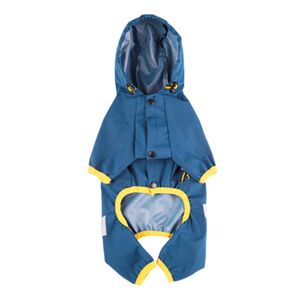 Hunde-Regenmantel mit Reißverschluss, reflektierenden Knöpfen, Taschen, regen-/wasserabweisend, verstellbarem Kordelzug und abnehmbarer Kapuze – Größen S bis XXL – stilvoller Qualitäts-Hunde-Regenmantel,Blau,M