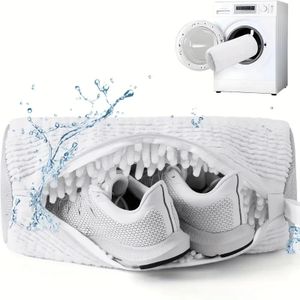 2 Stück Schuhbeutel Waschmaschine Schuhwaschbeutel, Waschbeutel Sneaker Schuhe Wäschesack mit 360°Reinigungsflaum und Reißverschluss, Schuhsack