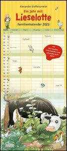 Die Kuh Lieselotte Familienkalender 2023 - Von Alexander Steffenmeier - Familienplaner mit 5 Spalten - Format 22 x 49,5 cm