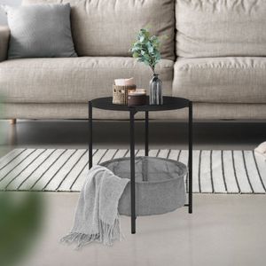 ML-Design Odkládací stolek s odnímatelným podnosem, Ø 46x51 cm, antracit, z kovu, konferenční stolek včetně koše jako úložného prostoru, odkládací stolek do obývacího pokoje Odkládací stolek noční stolek