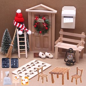 30Stk Wichteltür Set ,Wichteltür Zubehör Weihnachten,Weihnachtswichtel Tür Holz,Miniaturwichtel Zubehör Tür,Wichtel Zubehör Weihnachten für Kinder,Tisch, Garten,Outdoor