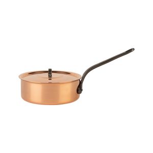 Cuisine Romefort | Kupfersauteuse Ø 20 cm | verzinnt mit Gusseisengriff und Deckel | Kasserolle aus massivem Kupfer