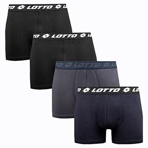 4 balenia boxeriek LOTTO Pánske spodné prádlo M-XL Šortky Trunks Brief Bavlna - Charcoal/Navy + Black/Black - XL