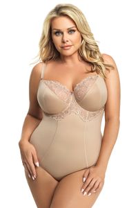 Gorsenia k356 gala body dame maxi shapewear stickerei soft-cups regulierbar eu, beige, 90g