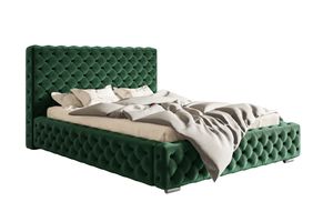 GRAINGOLD Glamour Bett 120x200 cm Agis - Doppelbett mit Lattenrost & Bettkasten - Polsterbett - Grün