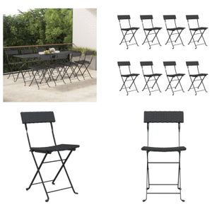 vidaXL Bistrostühle 8 Stk. Klappbar Schwarz Poly Rattan und Stahl - Klappbarer Bistrostuhl - Klappbare Bistrostühle - Gartenmöbel - Outdoor Möbel